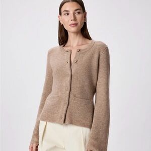 Structured Mongolian Cashmere Cardigan Oatmeal (Size L/XL)